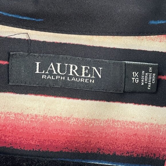 Ralph Lauren LRL Womens Plus 1X Southwestern Blanket Striped Button Up Shirt Top - Picture 5 of 9